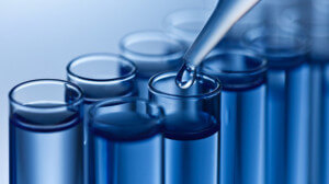 Test vials in a lab
