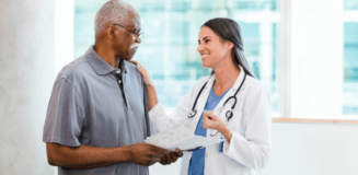 Doctor talks with patient