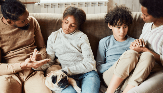 Parents talking with children